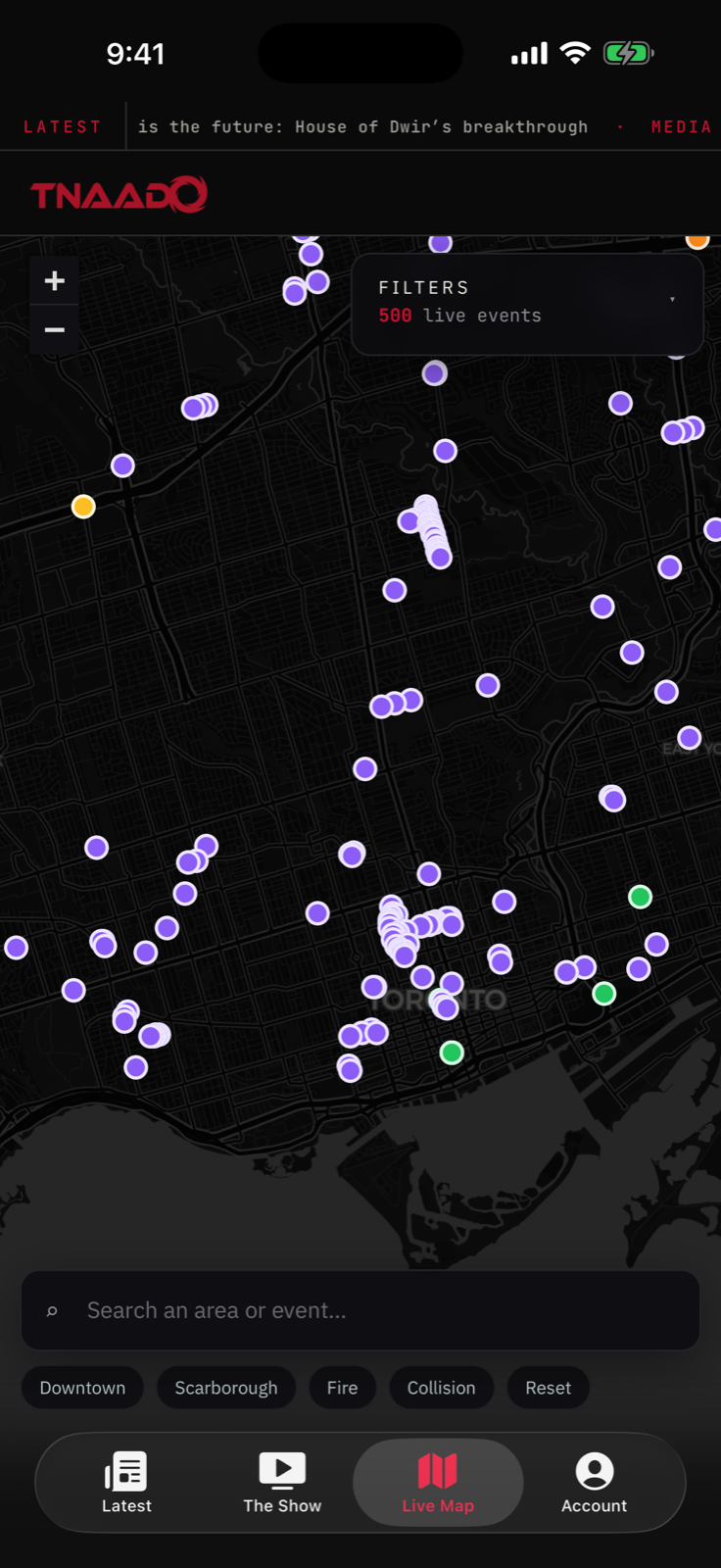 The Dispatch live map of Toronto